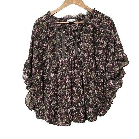 Pinky Shirt Ditsy Floral Bat Wing Ruffle Sleeve Small 5 FOR $25 💵 💲 - Picture 1 of 14